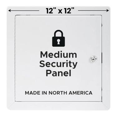 Imagem de Melhor painel de acesso de segurança médio de 30,5 cm x 30,5 cm, porta de acesso calibre 14 com cantos arredondados e flange exposta de 2,5 cm, trava cilíndrica operada por chave, dobradiça de piano