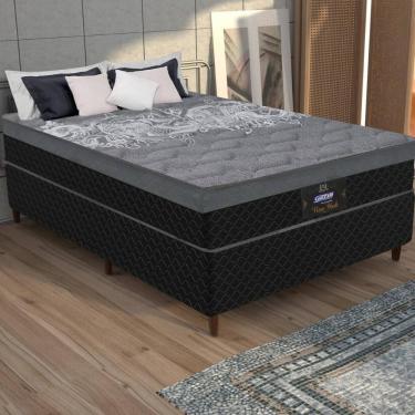 Imagem de Cama Box Conjugado Casal Com Colchão 138x65x188 New York Hf Gazin Cr35364 Preto