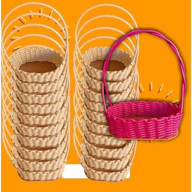 Imagem de Kit com 20 Cestinhas Ovais Decorativas em Fibra Sintética (bege)