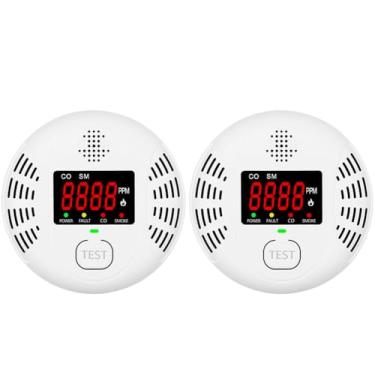 Imagem de Detector de monóxido de carbono e alarme de fumaça combinados com bateria AA, detector de tela colorida de alta definição, visor digital LCD para casa, escritório, cozinha, hotel, quarto, alarme de