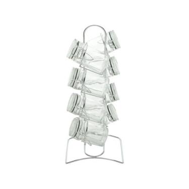 Imagem de Porta-Temperos de Vidro 8 Peças com Suporte Lyor 7086, Transparente, 6