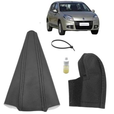 Imagem de Revestimento Coifa Courvin E Capa Couro Legitimo Console Câmbio Manual Compatível Com Sandero Vibe 2008 Á 2014