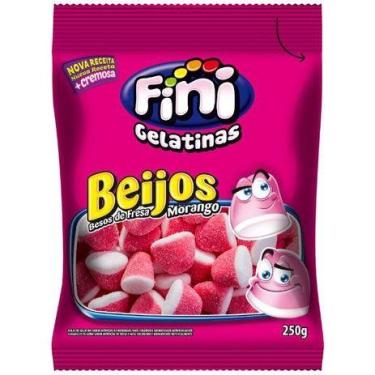 Imagem de Bala Gelatina Beijo de Morango 250g - Fini, 1 unidade, Morango e nata