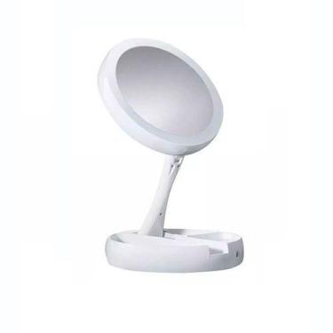 Imagem de Espelho De Aumento 10x Com Luz De Iluminação Led De Mesa Dobravel E Ar