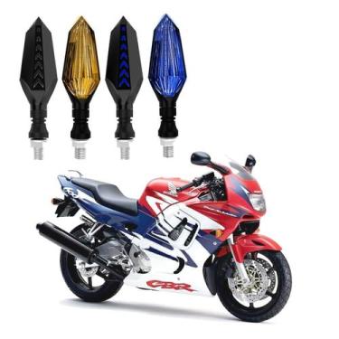 Imagem de KIT 4 Setas Sequenciais Led Universal Pisca Azul P43S Moto Honda CBR 6