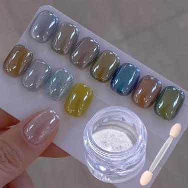 Imagem de Pó de unha cromo branco pérola para unhas de gel, efeito espelhado, rosquinha, esmaltado, alto brilho, pó de pigmento de glitter para unhas, unicórnio luar, cromo em pó para esmalte de gel, 1 g