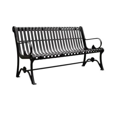 Imagem de Banco externo de jardim com encosto, cadeiras de assento de ferro para várias pessoas, para varanda e varanda e marquise bancos de jardim pretos (médio)