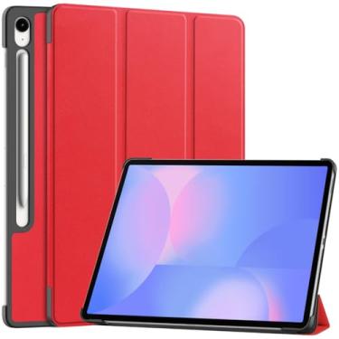 Imagem de Kepuch Custer Capas para Samsung Galaxy Tab S10 FE+ (FE Plus) 13.1" X620 X626B,Couro-PU Bolsas Estojos - Vermelho