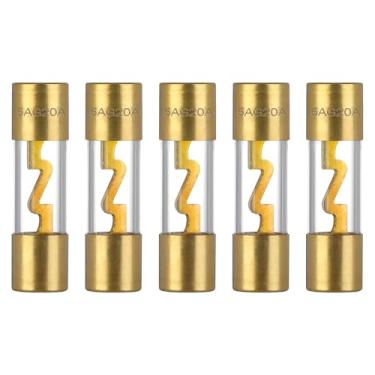 Imagem de VEXUNGA Fusível 20A AGU 20 Amp vidro banhado a ouro em linha fusíveis de áudio automotivo para carro amplificador estéreo de segurança proteção de energia 12 V (pacote com 5 peças)