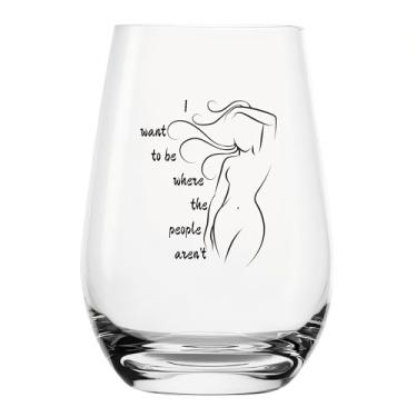 Imagem de YJXIN Taça de vinho engraçada sem haste I Want to be Where the People Aren't Ideal for Little Mermaid Fan Ariel Inspirada Funny Gag Birthday Christmas ou Movie Theme Gift Introvertido Humor 500 ml,