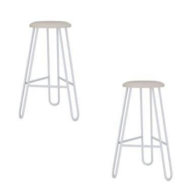 Imagem de Conjunto 2 Banquetas Altas Ginger com Estrutura Branca