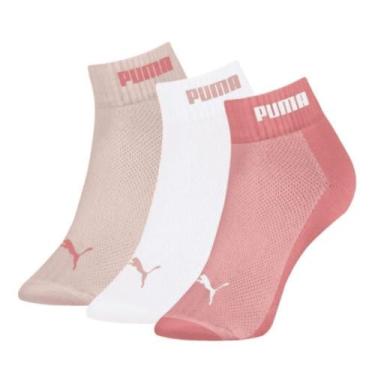 Imagem de Kit 3 Meia Puma Cano Baixo Feminina 34/38, Rosa cha, Branco, Rosado, 3