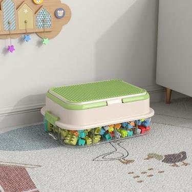 Imagem de Caixas organizadoras de brinquedos para Lego empilháveis organizadores de brinquedos Lego para armazenamento de blocos de montar (verde, 1 camada)