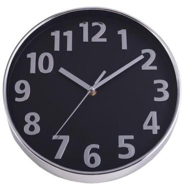 Imagem de Relógio De Parede Yangzi Preto/Cinza Redondo 25cm