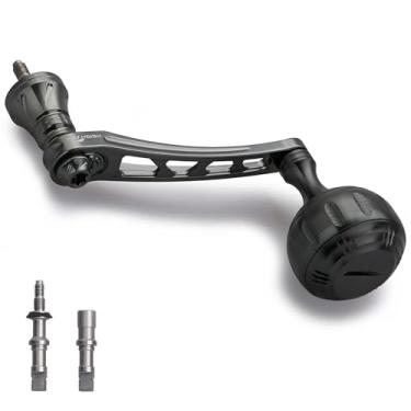 Imagem de HEIGHTEN Cabo giratório de 65-70 mm para Shimano Stradic FL FM Stella Vanford Vanquish Nasci Twinpower Daiwa Fuego BG MQ Certificado balístico Luvias Tatula (cinza escuro, botão de 35 mm e alça de 65