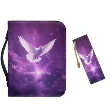 Imagem de Capa da Bíblia em couro Vefabuboy para mulheres, grande, roxa