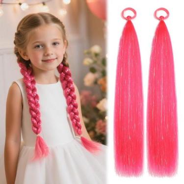 Imagem de Extensões de cabelo TASHEEMA Hot Pink Ponytail 20 cm, 2 pacotes