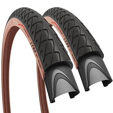 Imagem de Fincci Par de pneus Tanwall Dobrável Slick 26 x 4 cm para Bicicleta Híbrida Road Mountain MTB – Pacote com 2 Pneus