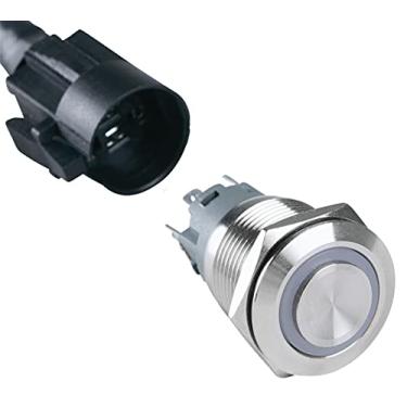 Imagem de ChromaTek Full-Color RGB (WS2812) Interruptor de botão momentâneo de 19 mm, Arduino, Raspberry Pi, ESP32, ESP8266 (concha prata, redondo alto)