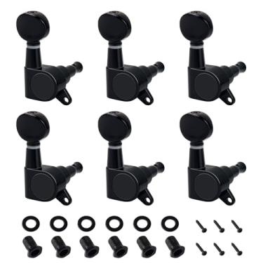 Imagem de Banworks 6 pinos de afinação de guitarra em linha, proporção 15:1, máquinas de afinação de cordas de guitarra seladas com etiqueta de fixação de 45 graus para guitarra elétrica Strat ST Tele, pacote