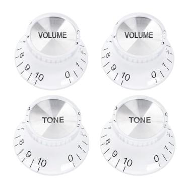 Imagem de Banworks Botões de controle de guitarra estilo anos 60, métrico, 18 estrias, 2 tons, 2 tons, botões de velocidade, topo de alumínio, 6 mm (15/162.6 cm) para guitarras elétricas Epiphone Les Paul SG 4