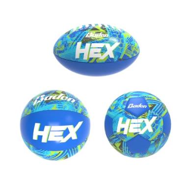 Imagem de Baden | Hex | Pacote com 3 mini de toque macio | Futebol de 10 cm, bola de futebol, futebol | Seguro para jogar em ambientes internos | Azul/Limão