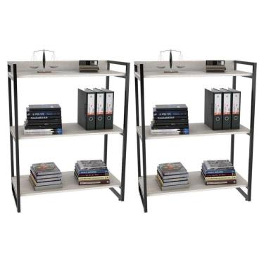 Imagem de Kit 2 Estantes Livreiro Multi 80cm 3 Prateleiras Snow