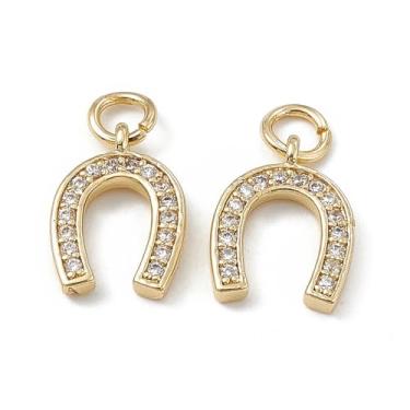 Imagem de Clotiry Pingentes de ferradura de zircônia cúbica de latão com pingente de cavalo da sorte ocidental, 10 peças, para fazer joias, pulseiras, colar
