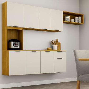 Imagem de Armário Cozinha Completo Suspenso Balcão Aéreo 100% MDP Compacta Multiuso Organizador (Off White)