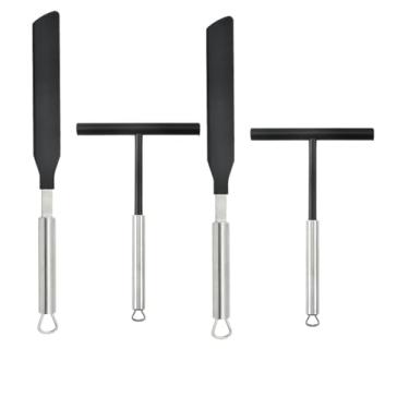 Imagem de Espalhador de crepe e kit de espátula, ferramentas de crepe de aço inoxidável ferramenta de panqueca em forma de ferramenta de massa e espátula para ferramentas de cozimento manuais " (2 conjuntos)