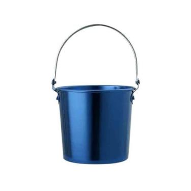 Imagem de balde de vinho Balde de pelota gelo galvanizado, mini balde portátil, criativo para bar Refrigerador de cerveja(Blue)
