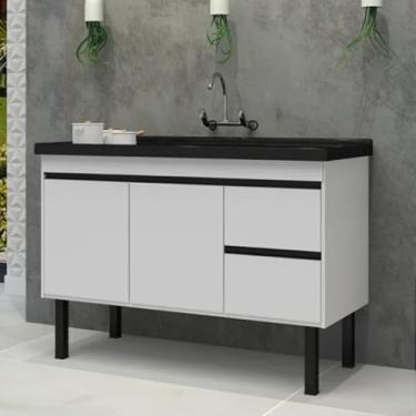 Imagem de Gabinete de Cozinha Armário 91cm 2 Gavetas 2 Portas 100% Mdf (Preto)