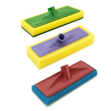 Imagem de Kit 3 Rodo Abrasivo Mop Esponja Abrasiva Multiuso Limpeza Pesada Passa Cera Limpa Vidro Azulejo Piso Marmore Serve em Qualquer Cabo Universal