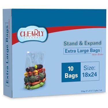 Imagem de Clearly Elegant Sacos de armazenamento de alimentos, sacos de freezer de 5 galões 45,7 x 61 cm para despensa e preparação de refeições, sacos descartáveis de armazenamento de alimentos para festas e