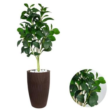 Imagem de Folhagem Artificial Laranjeira Com Vaso Ondulado Casa Sala - PlantaImp