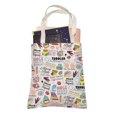 Imagem de LEVLO Daycare Teacher Stuff Bolsa infantil Whisperer Sacola de compras para prestadores de creche, presente para escola primária (abraços, lanches repetidos)