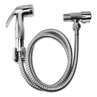 Imagem de Ducha Higiênica Completa, Modelo Arredondado, ABS Cromado, com Registro 1/4 Volta, Mangueira Flexível 1,20m, para Banheiro