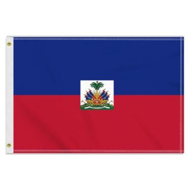 Imagem de MacLand Bandeira do Haiti de 6 × 90 cm, faixa externa haitiana média 60 × 90D, impressão dupla face, decoração americana para jardim de pátio com ilhós de latão
