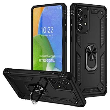 Imagem de SORAKA Capa para Samsung Galaxy A73 5G com suporte para anel Capa Slim Fit de TPU macio Capa Samsung Galaxy A73 5G com placa de metal para suporte magnético de telefone para carro