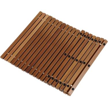 Imagem de DoubleFill Tapete de madeira de teca maciça 80 cm x 49,5 cm, tapete de chuveiro de teca, piso de spa, acabamento oleado, plataforma de madeira antiderrapante para sauna, piscina, banheira, decoração e
