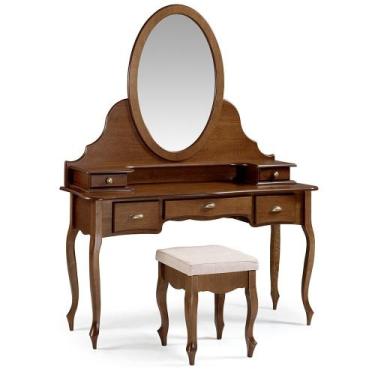 Imagem de Penteadeira com Espelho Louvre de Madeira com 5 Gavetas e Banqueta - M