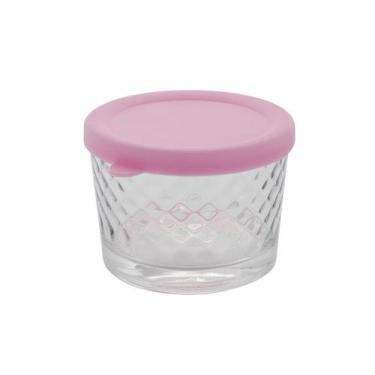 Imagem de Conjunto de Potes Diamond 3 Peças em Vidro c/ Tampa Rosa 220ml - Hausk