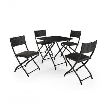 Imagem de Jogo Mesa Preto Dobravel Com 4 Cadeiras Dobravel Preto