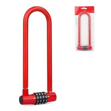 Imagem de Bike U Lock - Cadeado de bicicleta resistente com combinação de 4 dígitos em forma de U para máxima segurança
