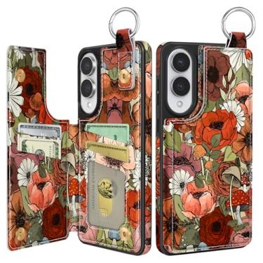 Imagem de Shorogyt Capa carteira para Samsung Galaxy S25 Edge com suporte para cartão - Capa de telefone de couro flip com fecho magnético de flor de designer para Galaxy S25 Edge para mulheres, homens e