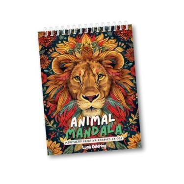 Imagem de Livro De Colorir Animais Mandala Adulto Antiestress 50 Desenhos A5 Folha De 180 Gramas