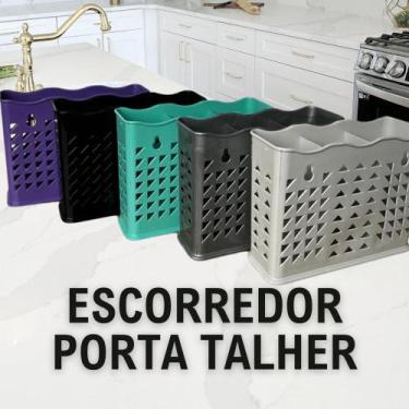 Imagem de 03 Escorredores de pia Porta Talher Vazado Com Separador 3 Divisórias 