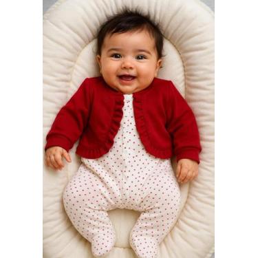 Imagem de Macacão para bebê menina vermelho lari babadinhos floral feminino - FL