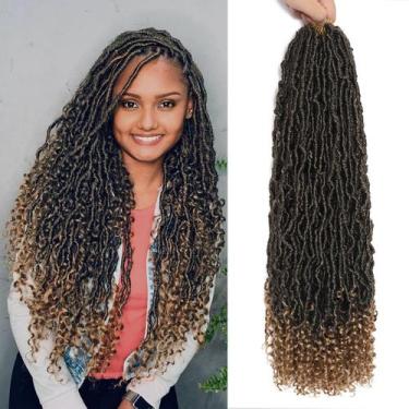 Imagem de Faux Locs Crochet Hair Aayubb Curly Ends 24 polegadas T27, 7 pacotes