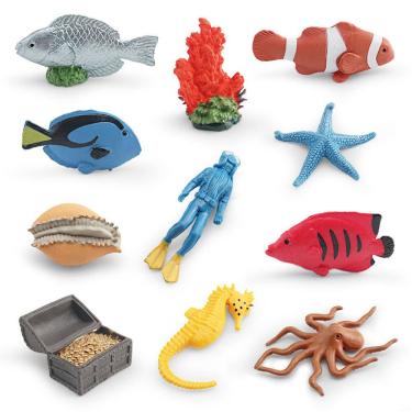 Imagem de Conjunto de figuras de animais oceânicos, 11 peças de brinquedos infantis realistas de PVC